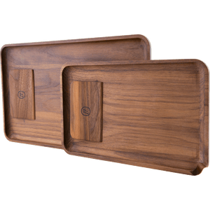 Marley Natural Black Walnut Rolling Tray Set
