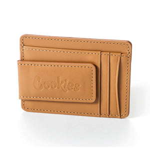 Cookies Big Chip Money Clip and Leather Card Holder Tan
