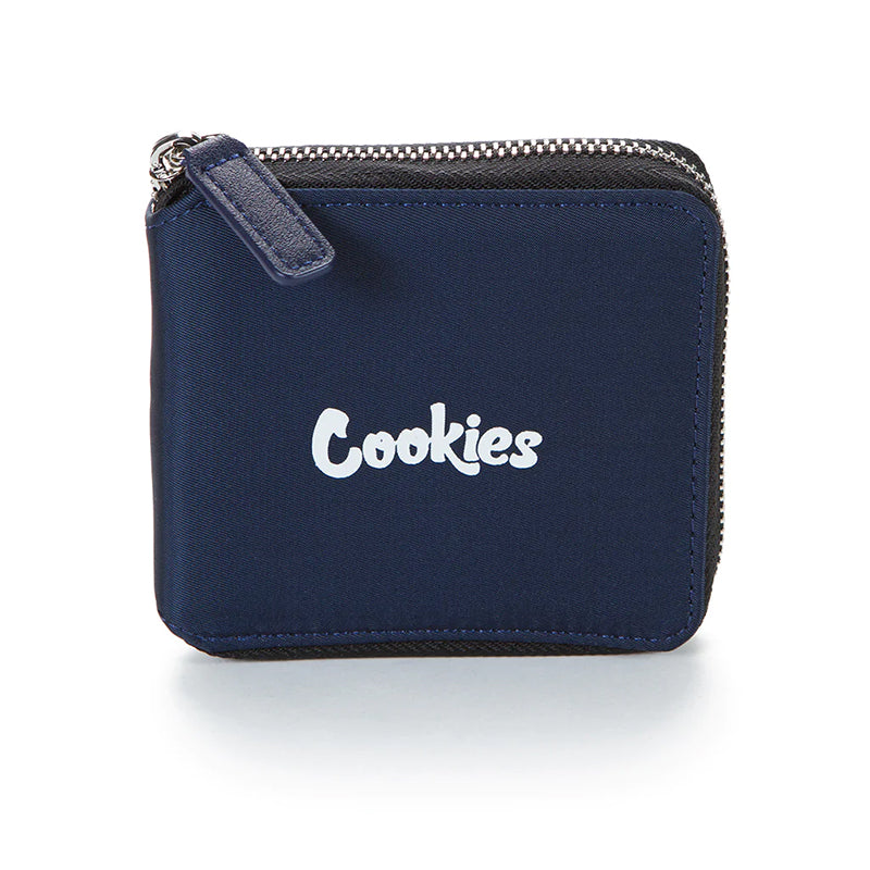 Cookies Luxe Matte Satin Zipper Wallet Navy