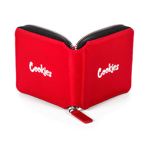 Cookies Luxe Matte Satin Zipper Wallet Red Open