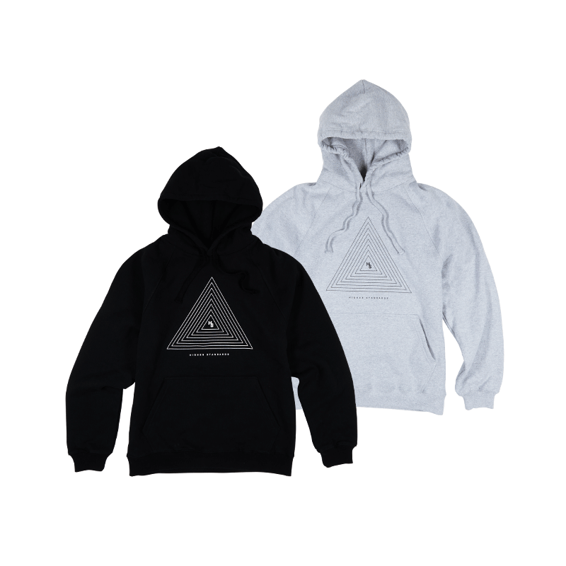 Higher Standards Hoodie - Concentric Triangle Black and Grey