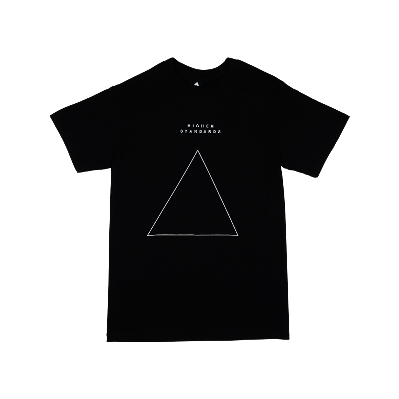 Higher Standards T-Shirt - Embroidered Triangle Black