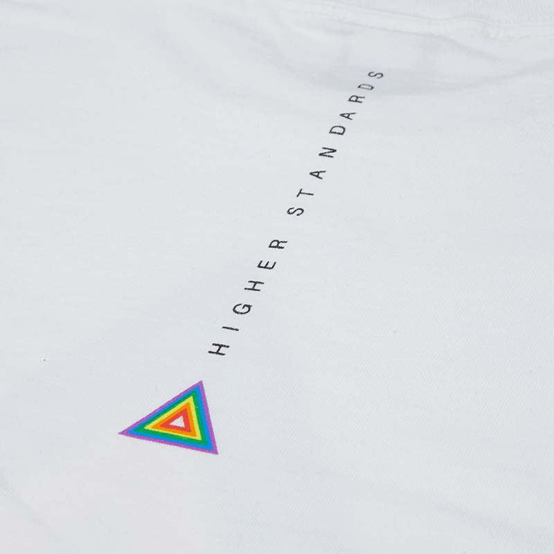 Higher Standards Pride Concentric Triangle Tee Rainbow Logo