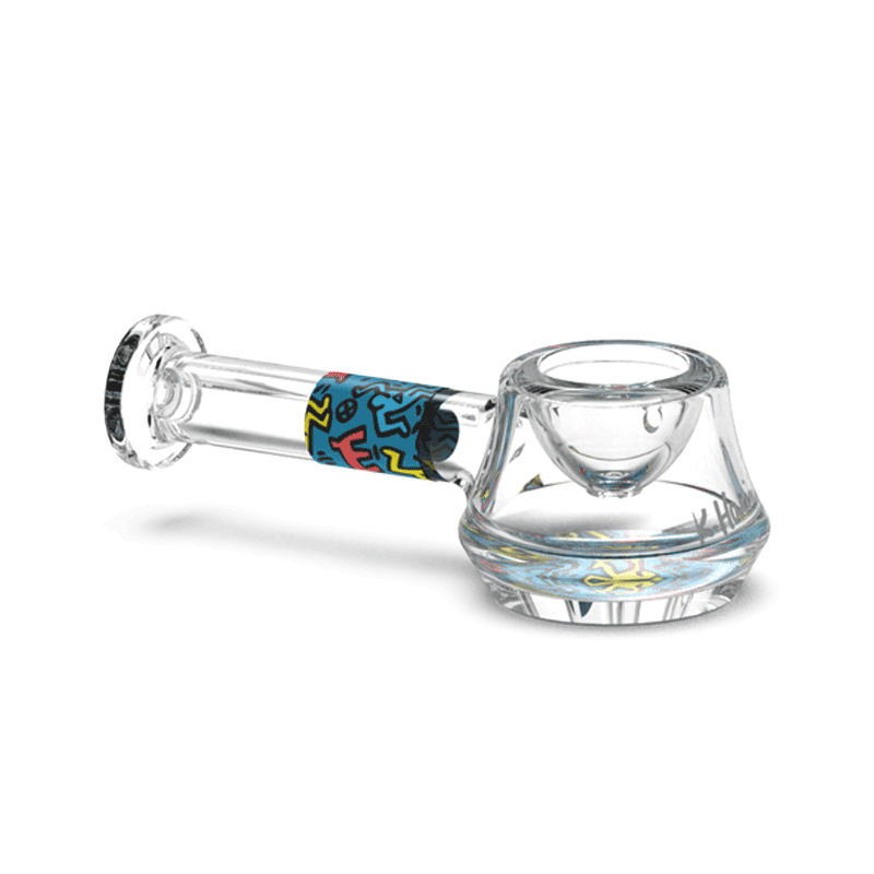 K.Haring Glass Spoon Pipe Blue Multicolored