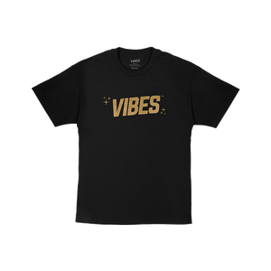VIBES T-Shirt with Gold Logo Black