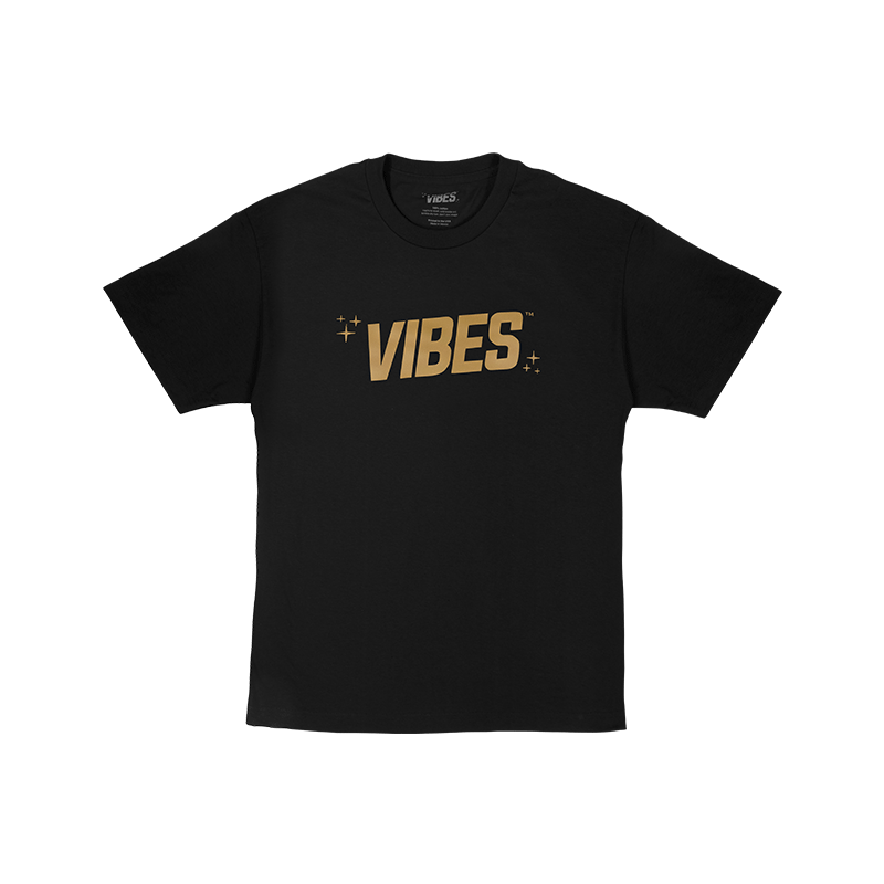 VIBES T-Shirt with Gold Logo Black