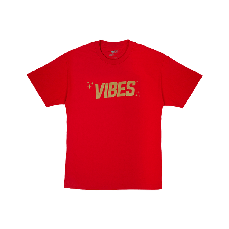 VIBES T-Shirt with Gold Logo Red